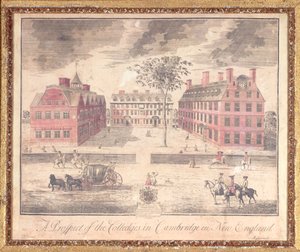 A Prospect of the Colleges in Cambridge in New England, engraving attributed to John Harris, 1726 by William Burgis